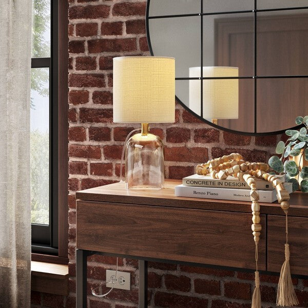 12.75"x6.5" Glass Cylinder Mini Table Lamp with Open Base Clear - Thresholdâ„¢