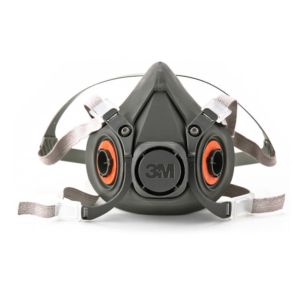 3M Half Facepiece Reusable Respirator 6100, NIOSH, Four-Point Harness, Comfortable Fit, Dual Airline Supplied Air Compatible, Bayonet Connections, Painting, Sanding, Cleaning, Small