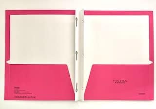 Five Star Active 2 Pocket 3 Prongs Pink Folder
