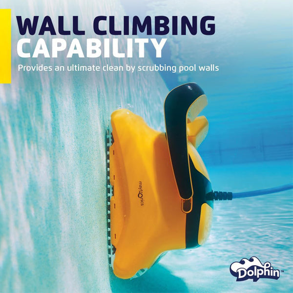 Dolphin Wave 80 Automatic Robotic Pool Vacuum Cleaner Includes Remote Control and Caddy, Waterline Scrubber Brush, Ideal for Commercial Pools up to 68 FT in Length