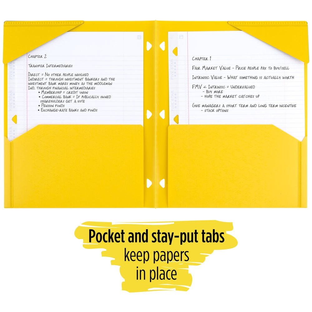 Five Star Poly Portfolio Snap In 2 Pocket Harvest Yellow