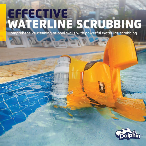 Dolphin Wave 80 Automatic Robotic Pool Vacuum Cleaner Includes Remote Control and Caddy, Waterline Scrubber Brush, Ideal for Commercial Pools up to 68 FT in Length