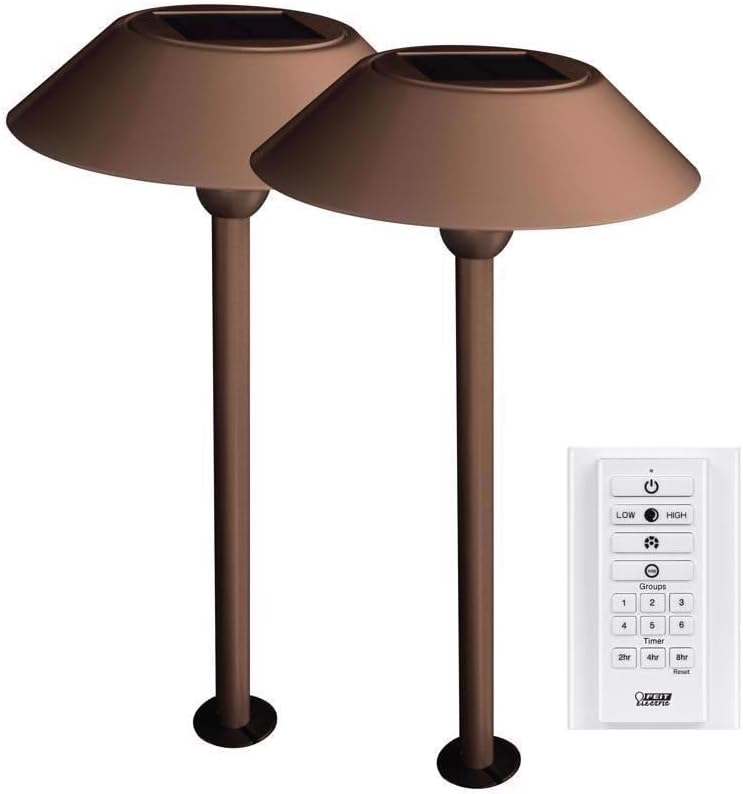 Feit Electric 3010292 40 Watt LED OneSync Bronze Solar Powered Pathway Light Pack of 2
