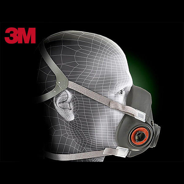 3M Half Facepiece Reusable Respirator 6100, NIOSH, Four-Point Harness, Comfortable Fit, Dual Airline Supplied Air Compatible, Bayonet Connections, Painting, Sanding, Cleaning, Small