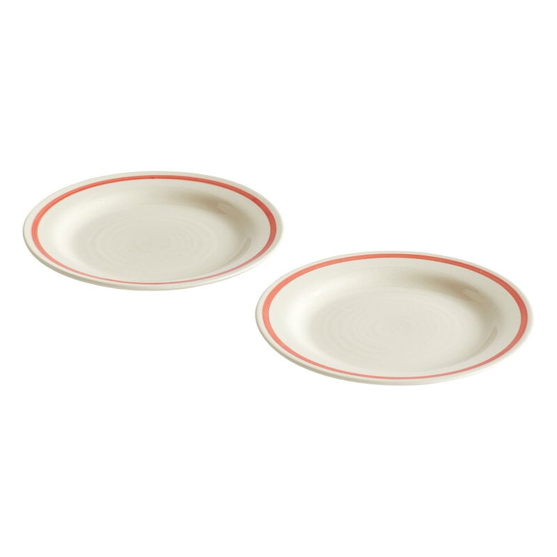 HAY Sobremesa Plate - Small, White/Red Rim