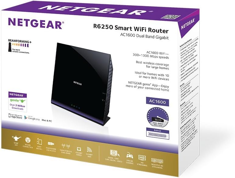 NETGEAR AC1600 Dual Band WiFi Gigabit Router (R6250)