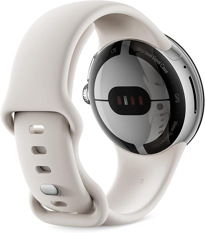 Pixel Watch Silver Stainless Steel Smartwatch 41mm with Chalk Active Band Wifi/BT - Silver/Chalk