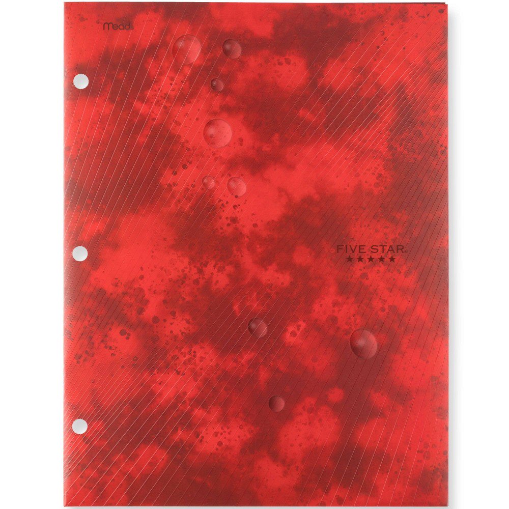 Five Star Active 2 Pocket 3 Hole Punched Red Folder