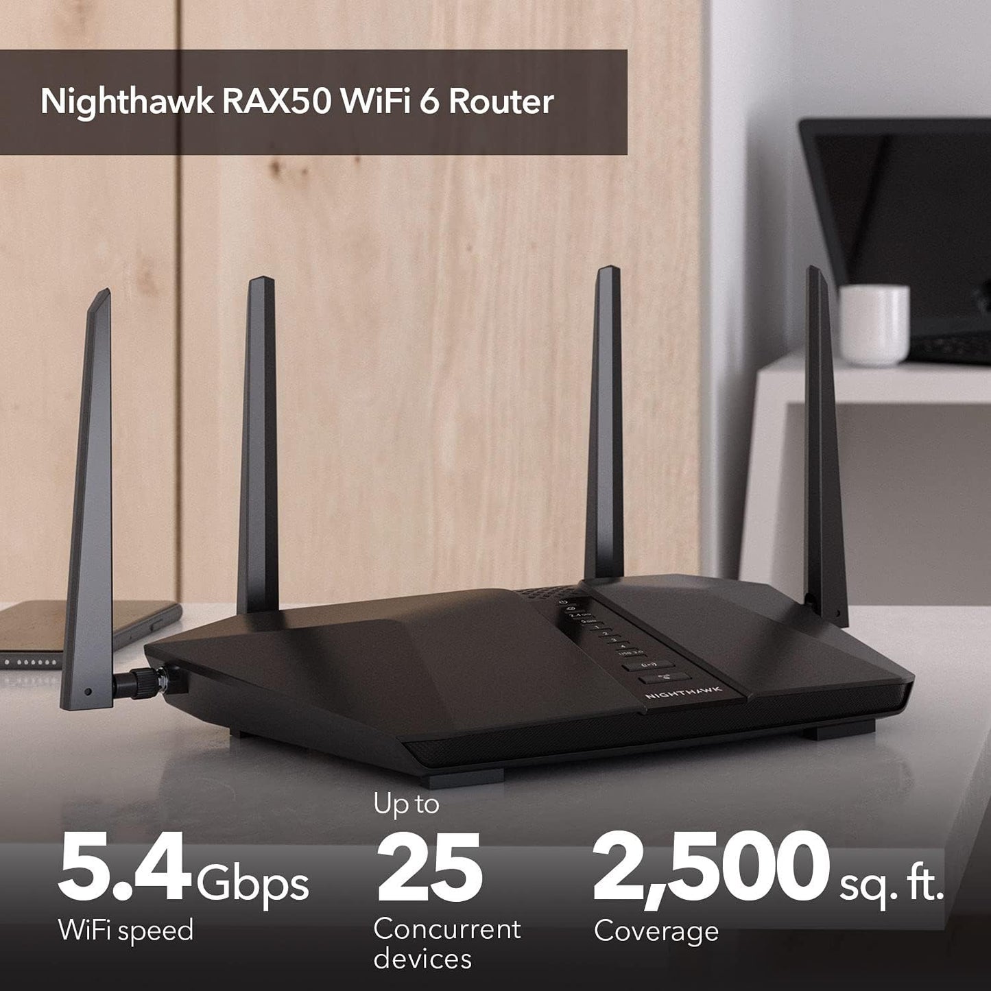 NETGEAR – Nighthawk AX5400 WiFi 6 Router One Year Advanced Cyber Security