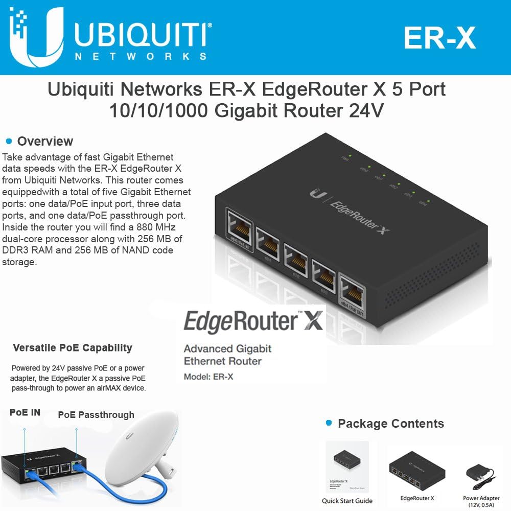 Ubiquiti Networks EdgeRouter X, 4-Port Gigabit Router, ER-X