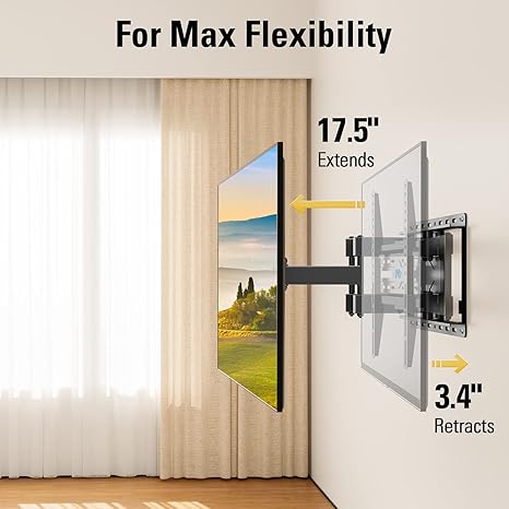 Mounting Dream MD2380 TV Wall Mount Bracket for Most 26-55 Inch LED, LCD, OLED and Plasma Flat Screen TV, with Full Motion Swivel Articulating Dual Ar