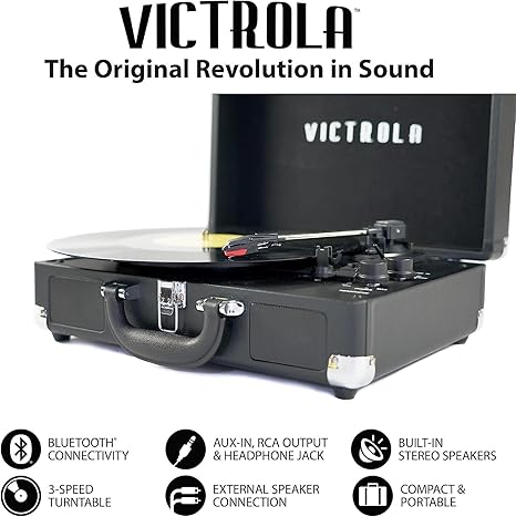 Victrola Journey 3-Speed Bluetooth Suitcase Record Player - Brown