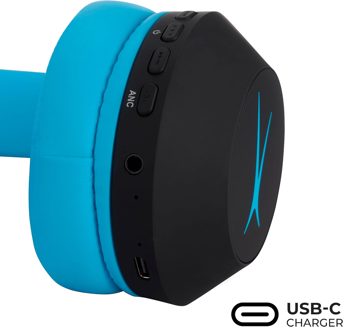 Altec Lansing Kid Safe Active Noise Cancelling Bluetooth Wireless Headphones - Wave Blue