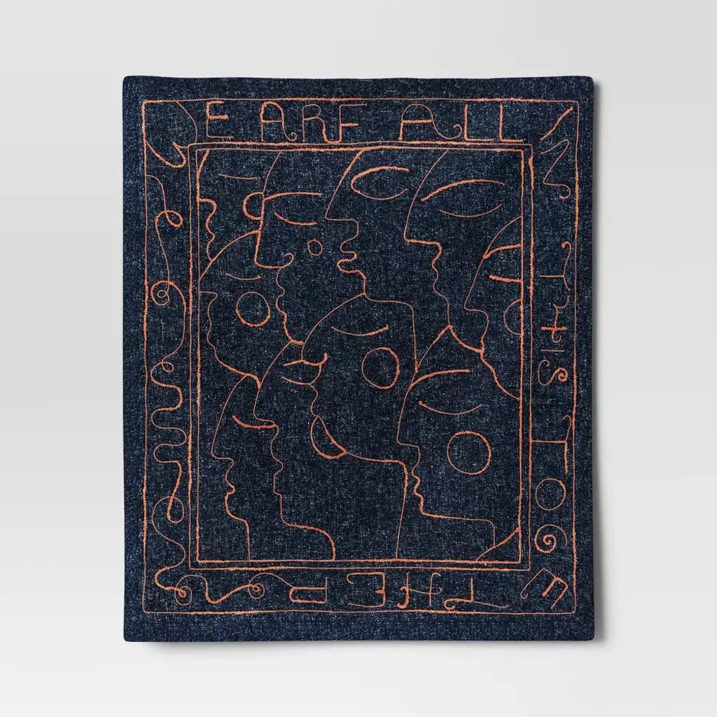 30" x 36" We Are All In This Together Cotton Woven Polyester/Cotton Slub Wall Art Blue - Opalhouseâ„designed with Jungalowâ