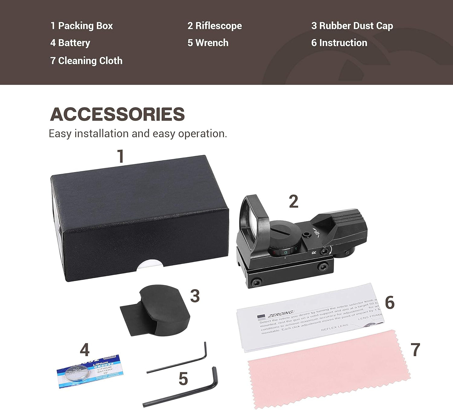 Coocheer Reflux Sight Tactical Green Red Dot