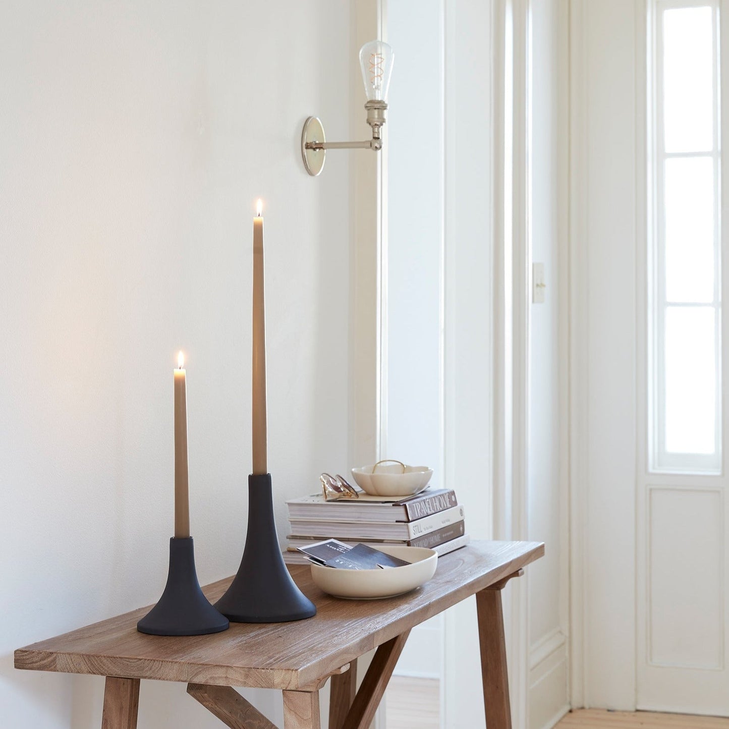 Ceramic Grand Taper Candleholder - Short, Smoke100310179