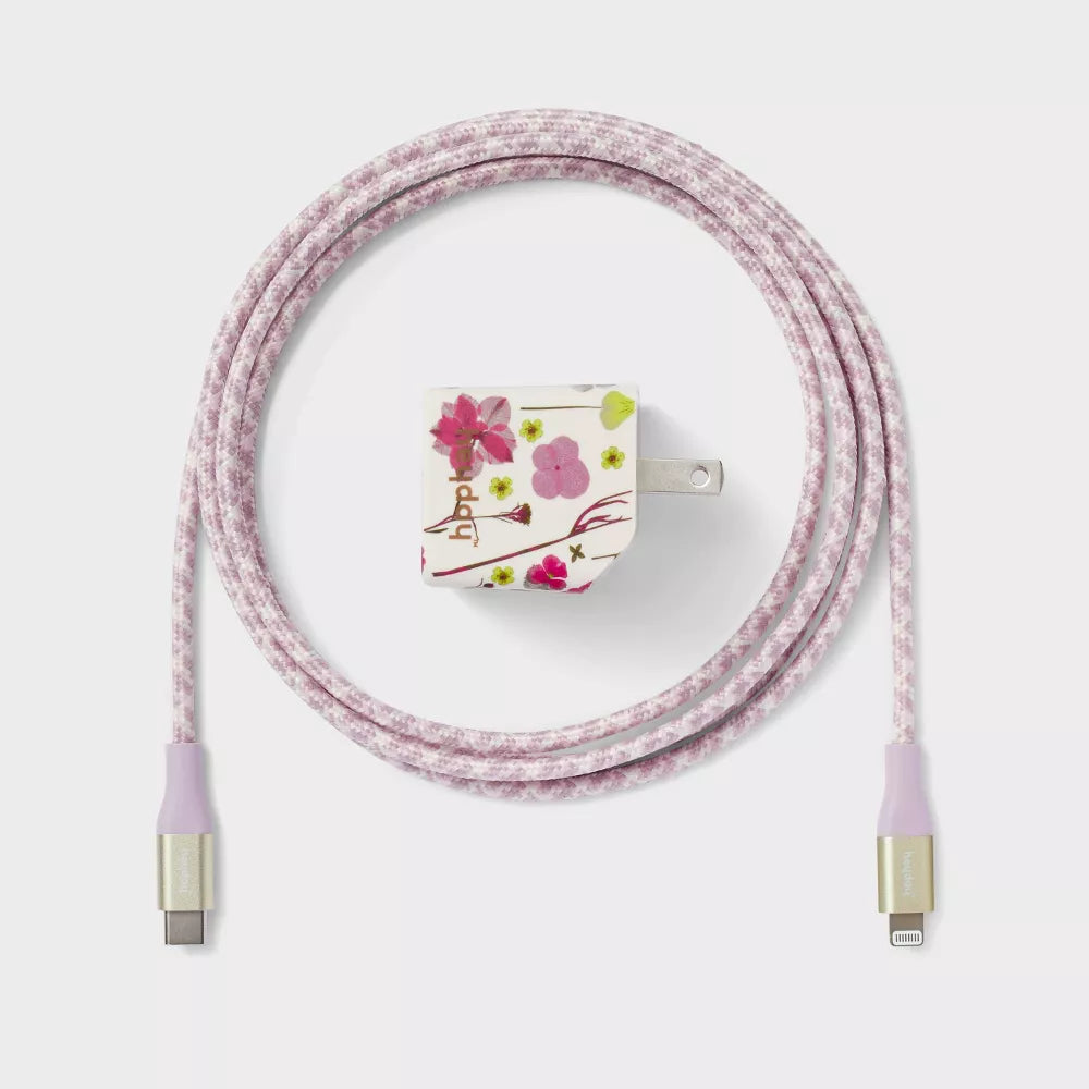 2-Port Wall Charger with 6' Lightning to USB-C Cable - Heyday™ Floral