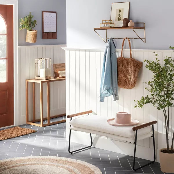 24" Wood & Brass Wall Shelf with Hooks - Hearth & Hand™ with Magnolia