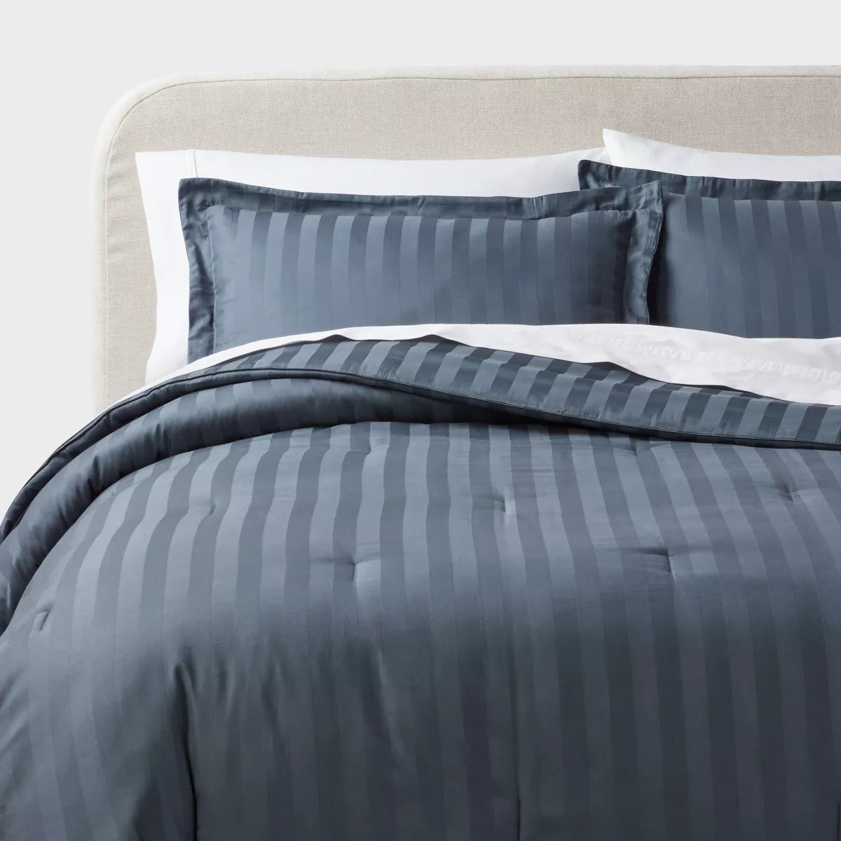 3pc Full/Queen Tonal Stripe Comforter & Sham Set Navy Voyage - Hearth & Handwith Magnolia