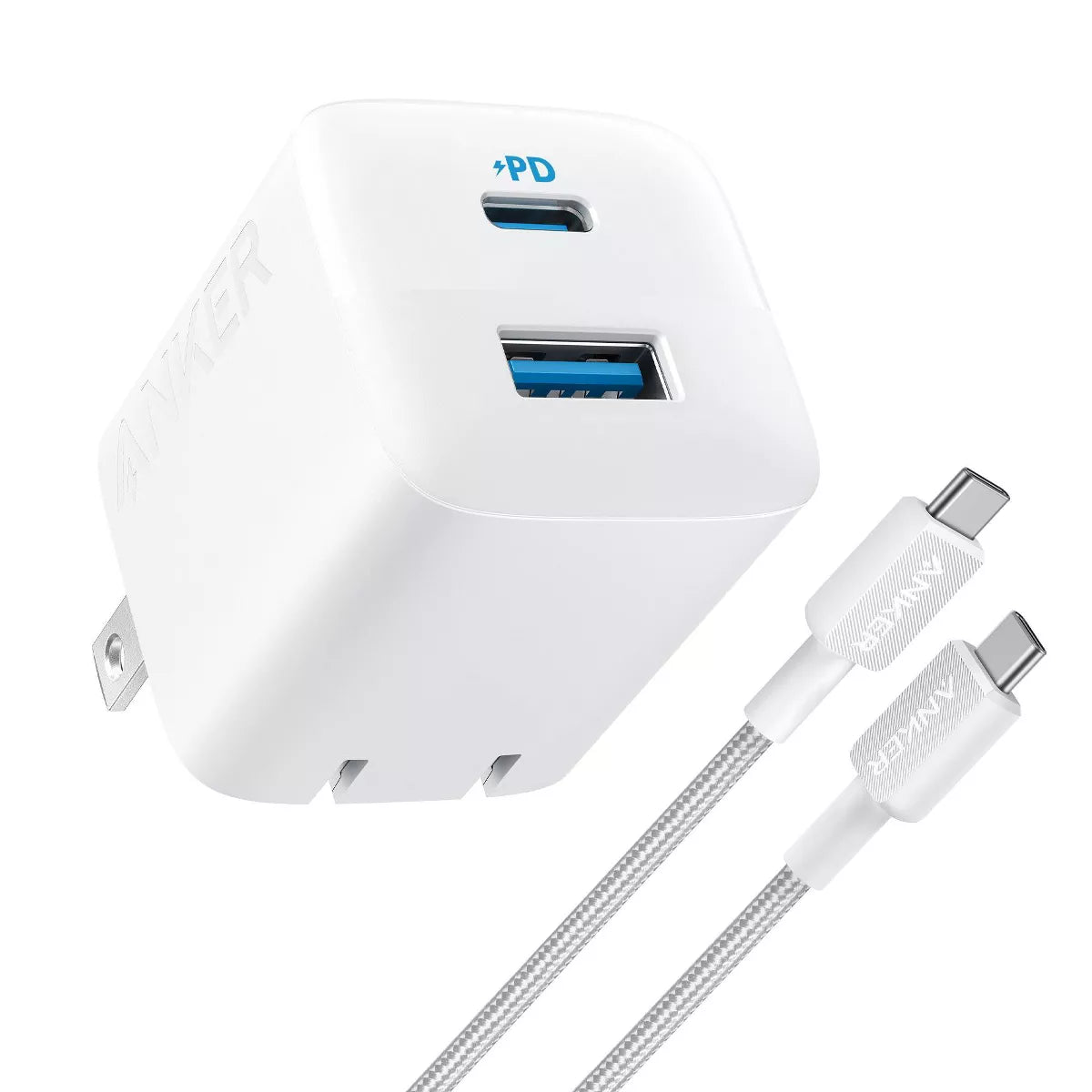 Anker 2-Port 33W Wall Charger with 6' Lightning to USB-C Cable - White