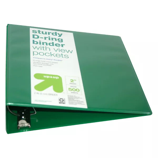 2" 3 Ring Binder Clear View Green - up & upâ„¢