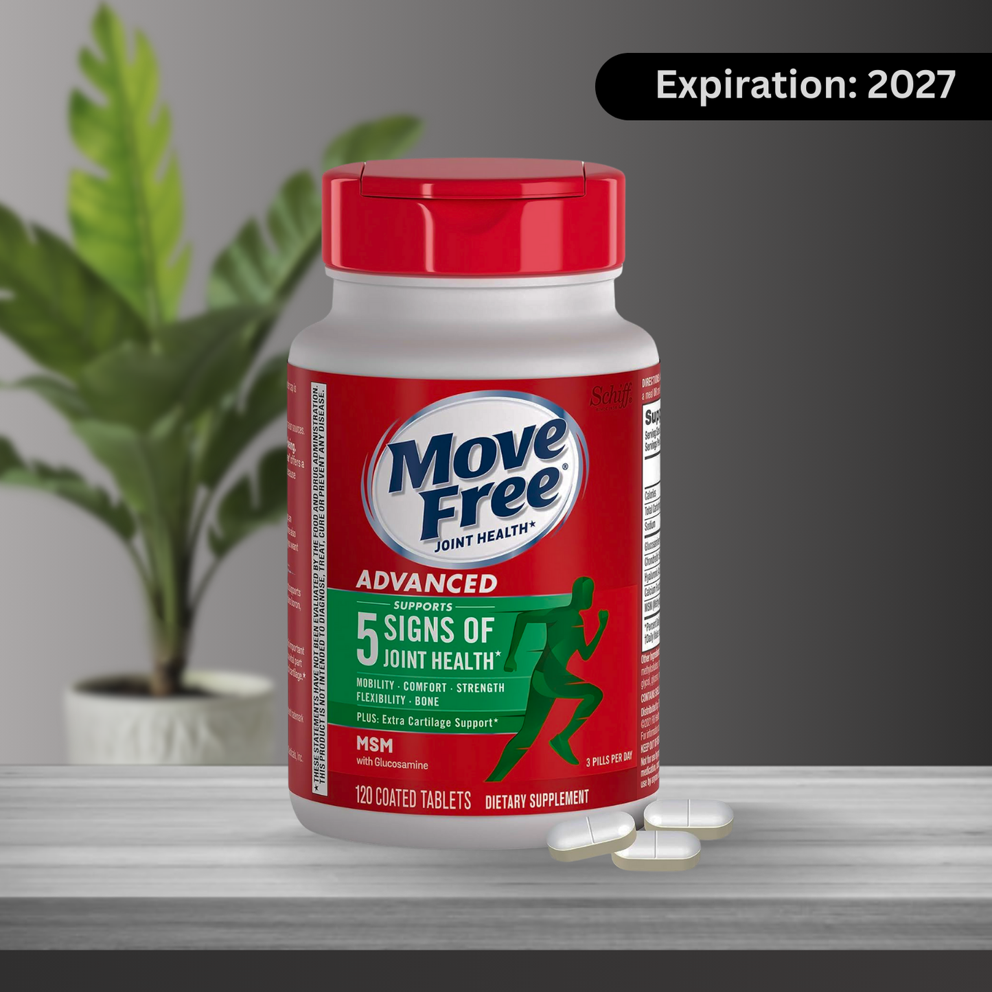 Move Free Advanced Glucosamine Chondroitin MSM Joint Support Supplement, Supports Mobility Comfort Strength Flexibility & Bone - 120 Tablets (40 servings)