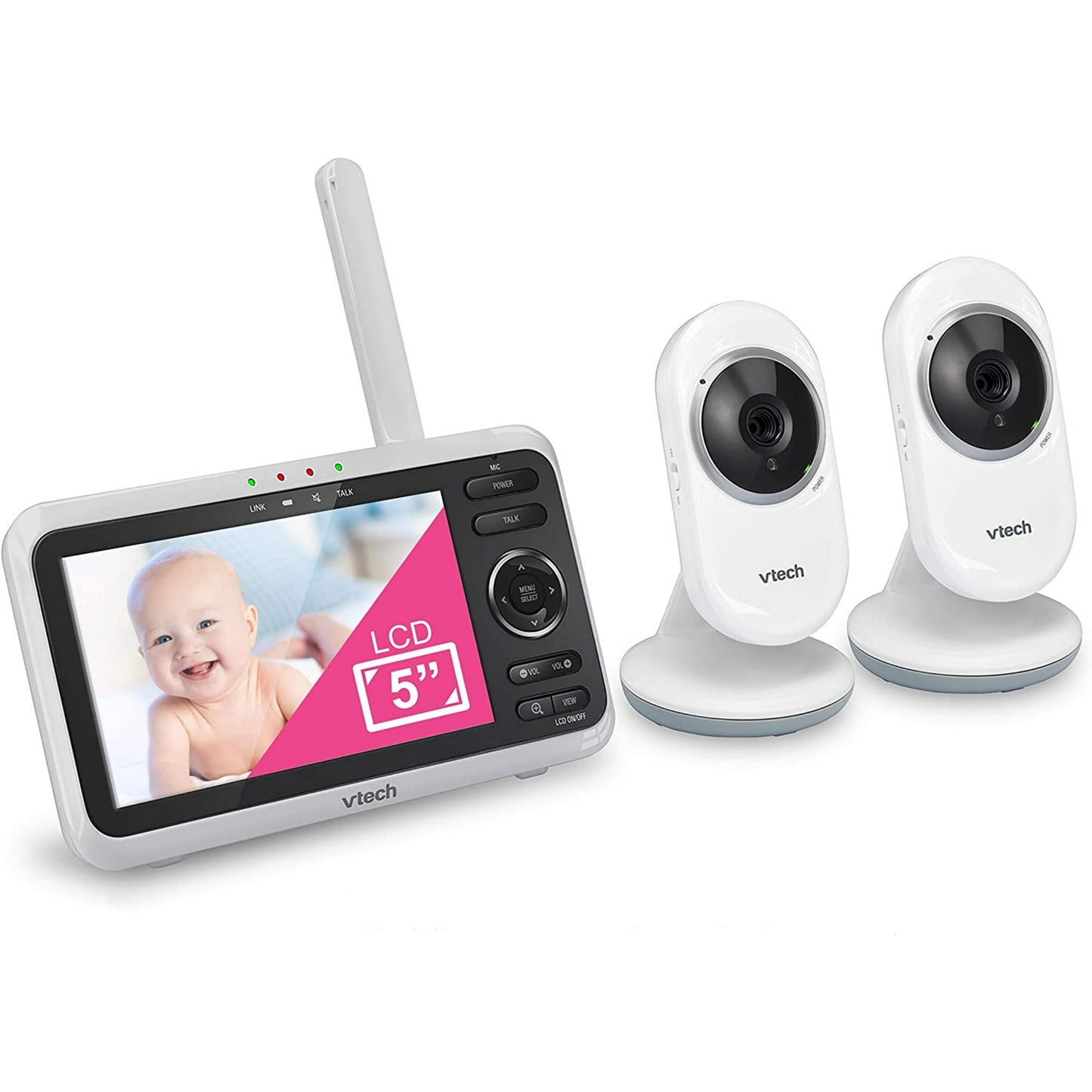 VTech VM350-2 5 Video Baby Monitor with 5 Screen Long Range Invision Infrared Night Vision 2 Cameras Multiple Viewing Options Two Way Talk Aut