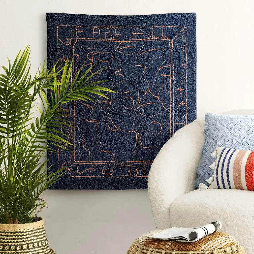 30" x 36" We Are All In This Together Cotton Woven Polyester/Cotton Slub Wall Art Blue - Opalhouseâ„designed with Jungalowâ