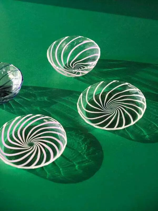 HAY Spin Bowl - Clear with Pink Stripes