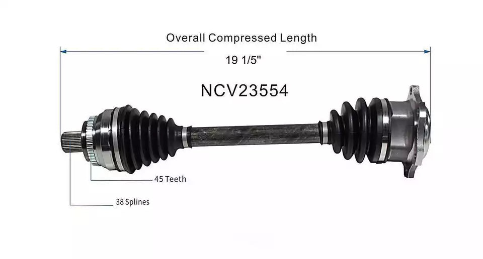 Surtrack CV Axle Shaft Front Passenger Side - AD-8069 1992 to 1998 Models Audi
