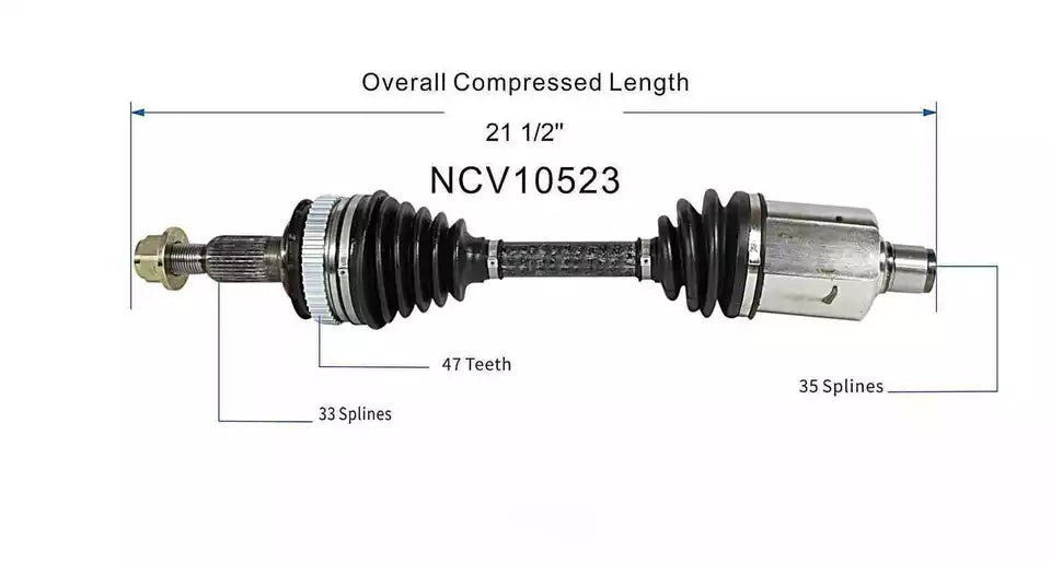 Surtrack CV Axle Shaft Front Driver Side - GM-8104 1989 to 1992 Models Cadillac