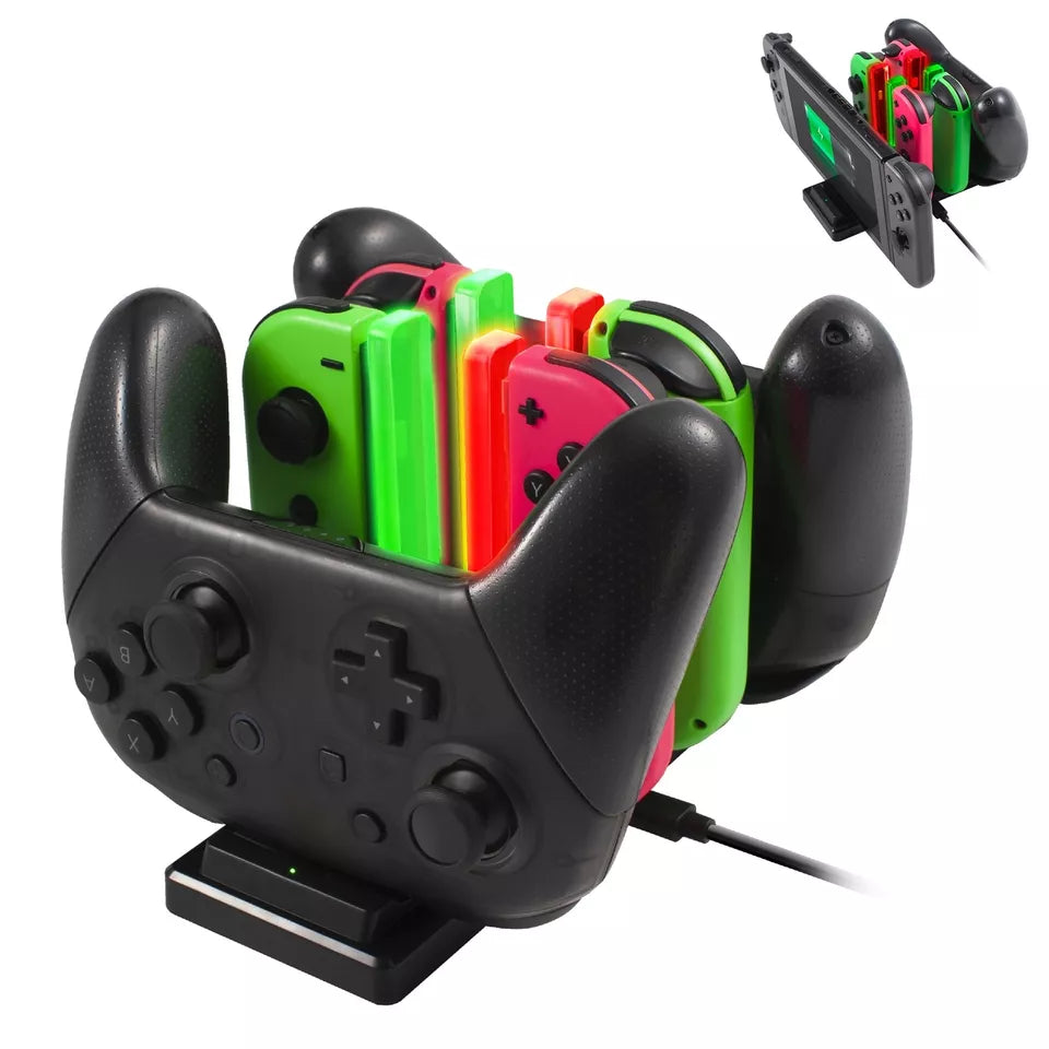 Controller Charger Dock for Nintendo Switch & OLED Model Joy Con and Pro Controller 6-in-1 Charging Station LED Dock Accessories