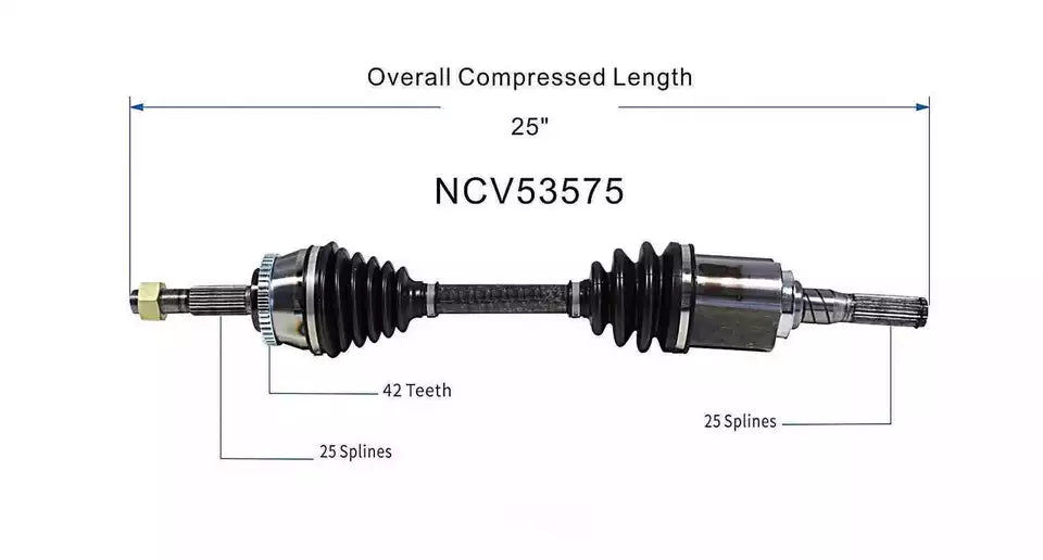 Surtrack CV Axle Shaft Front Driver Side NI-8160 2000 to 2001 Model Nisan Sentra