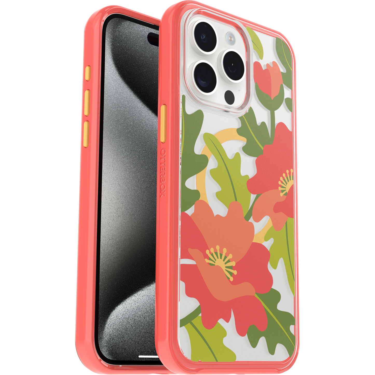 iPhone 15 Pro Case | Symmetry Series Clear for MagSafe - Fluttering Flora Quilted Poppies