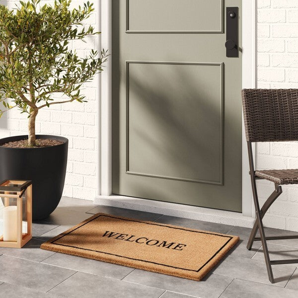 1'11x2'11" 'Welcome' Coir Doormat Black - Threshold™ Designed with Studio McGee