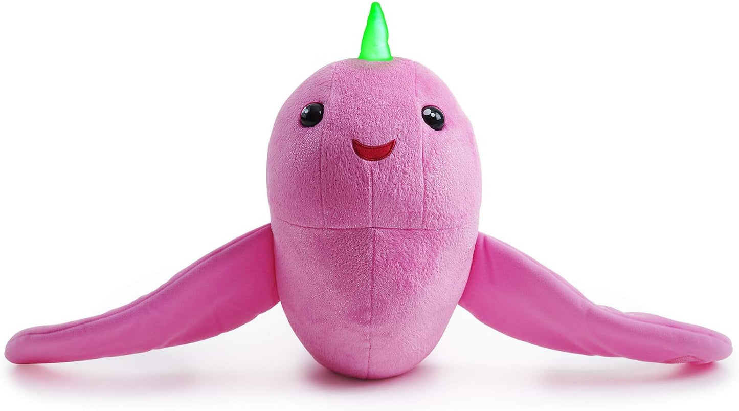 Fingerlings Light Up Narwhal - Rachel (Pink) - Friendly Interactive Toy by WowWee