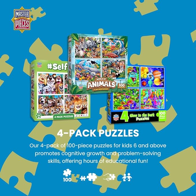 Master Pieces 11938 Selfies Puzzles - 100 Piece, Pack of 4