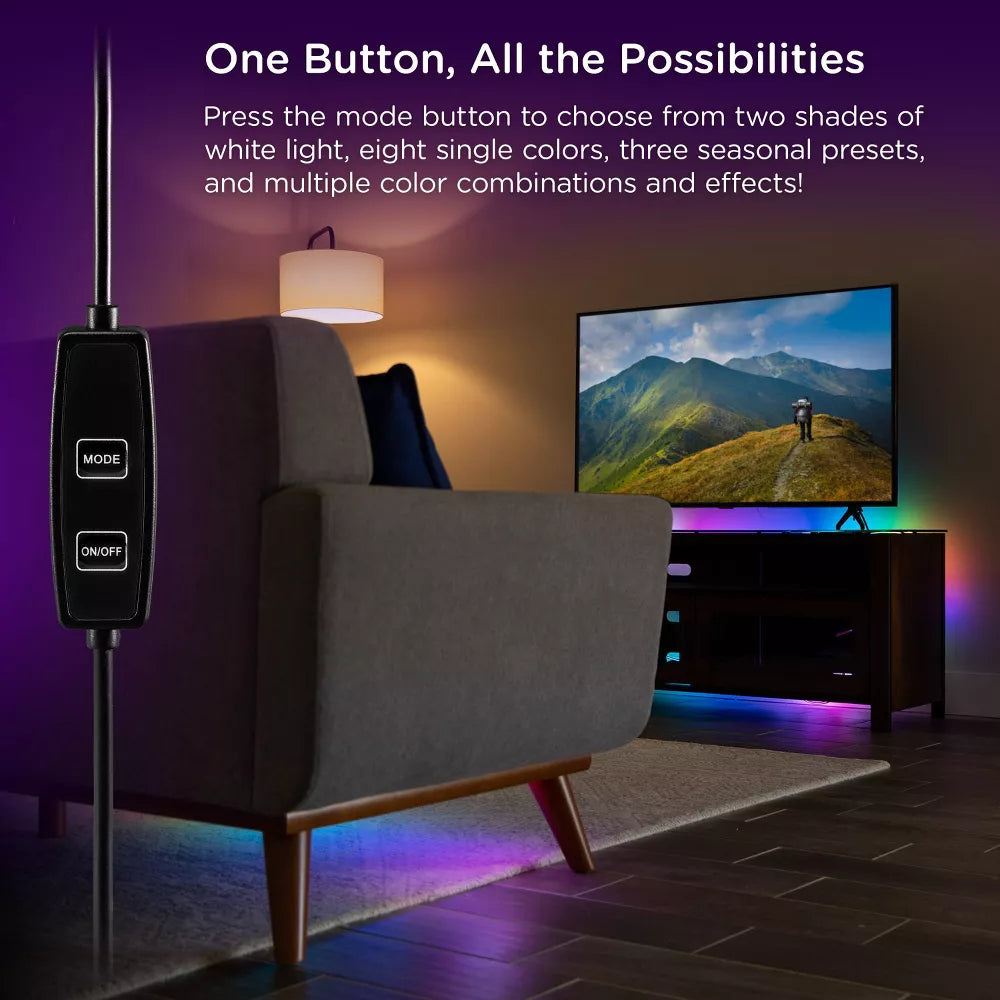 Enbrighten 12' USB-a Black Stealth Tape Light RGB Push Button