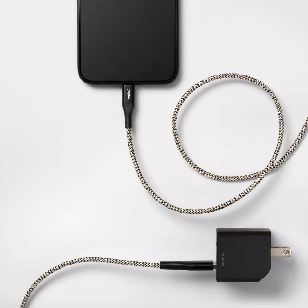 2-Port Wall Charger 15W USB-C & 5W USB-a (with 6' Lightning to USB-a Cable) - Heyday™ Evergreen