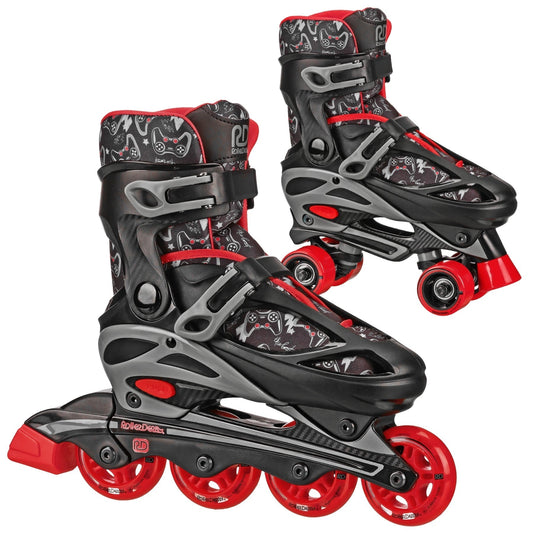 Roller Derby Sprinter Boy S 2n1 Adjustable Quad and Inline Skate Combo Gamer Size 12-2