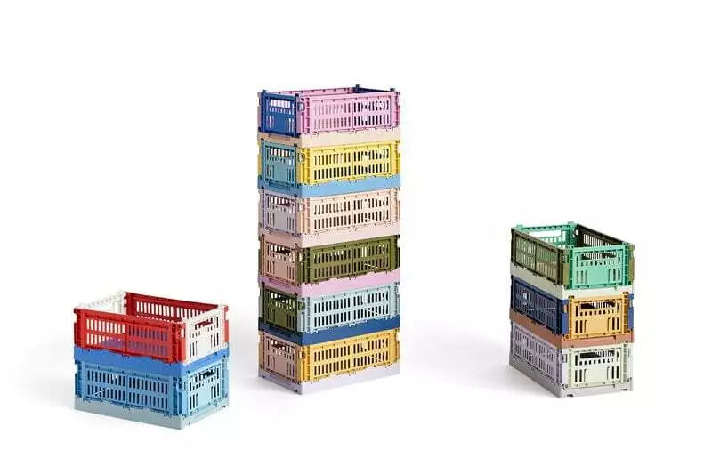 HAY Recycled Mixed Colour Crate - Small, Sky Blue